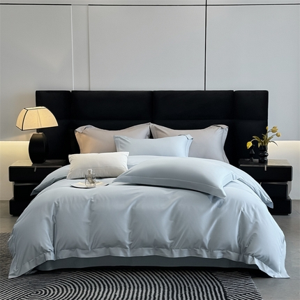朵希曼 2025新款纯色贡缎长绒棉系列四件套 宾利蓝