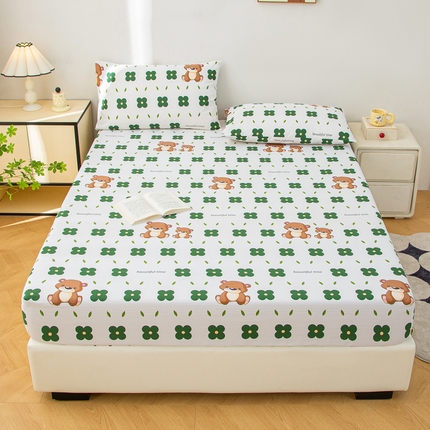 91家纺网 家纺一手货源 找家纺 金泰莱 2025新款五幅段床笠 小棕熊