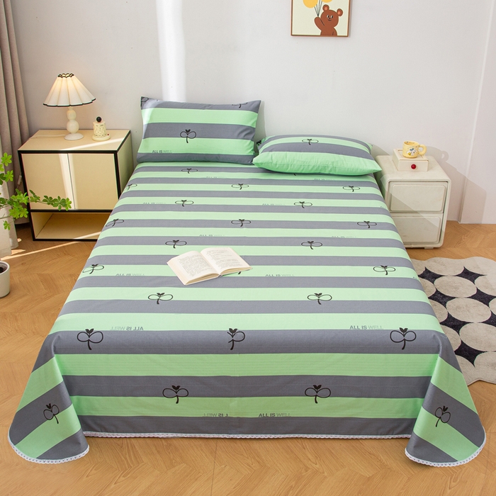 91家纺网 家纺一手货源 找家纺 金泰莱 2025新款五幅段床单 海军绿