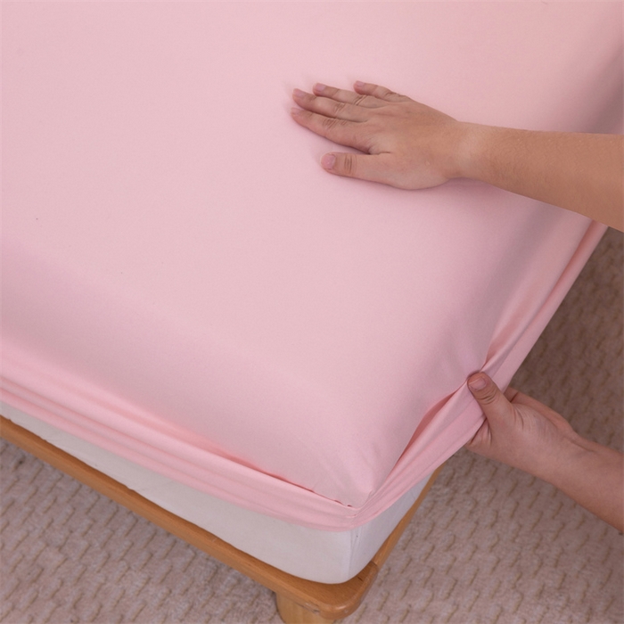 91家纺网 家纺一手货源 找家纺 优迈 2025新款水洗棉亲肤磨毛纯色单品系列单床笠单枕套三件套 粉色