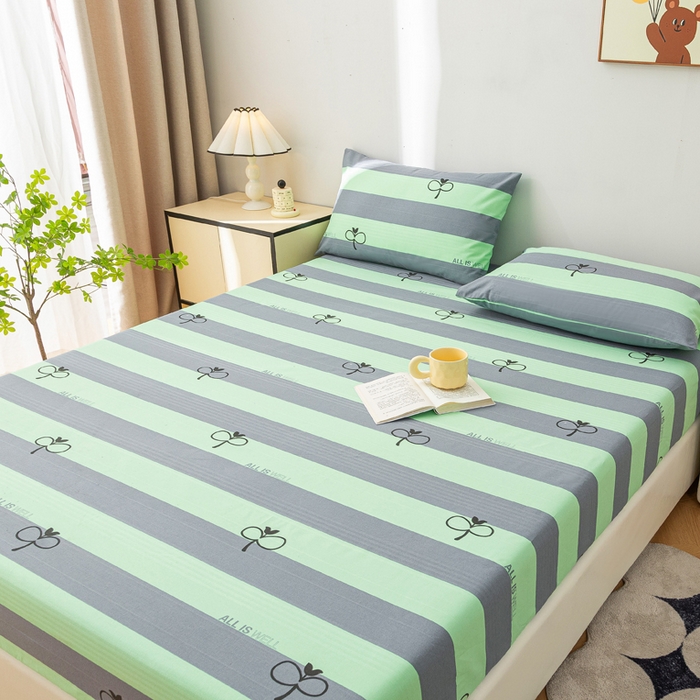 91家纺网 家纺一手货源 找家纺 棉乐町 2025新款五幅段床笠海军绿