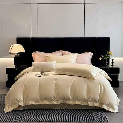 朵希曼 2025新款纯色贡缎长绒棉系列四件套 米黄