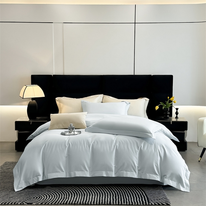 91家纺网 家纺一手货源 找家纺 朵希曼 2025新款纯色贡缎长绒棉系列四件套 湖水兰