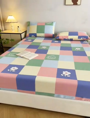 91家纺网 家纺一手货源 找家纺 金泰莱 2025新款五幅段床笠 彩格