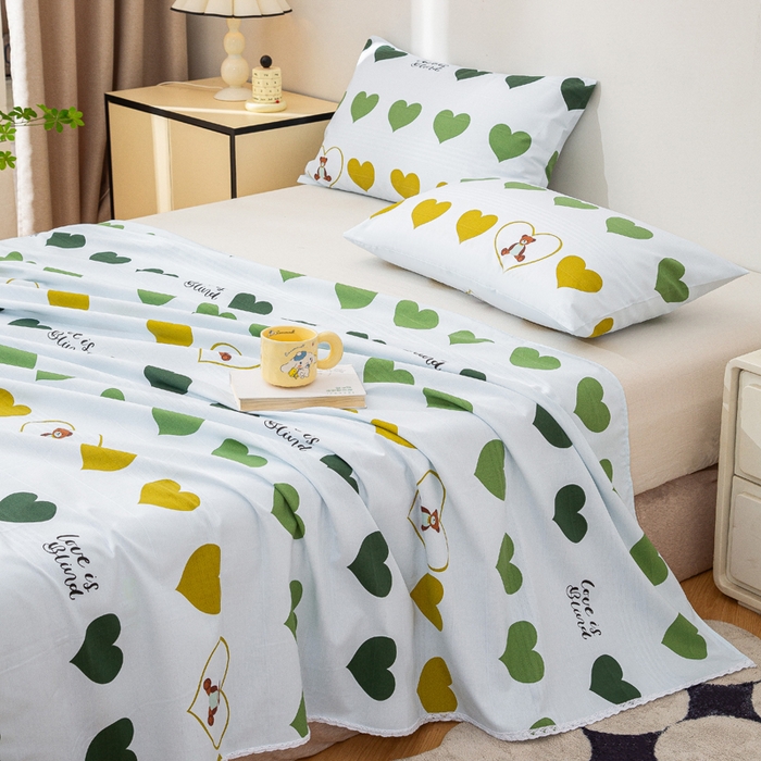 91家纺网 家纺一手货源 找家纺 金泰莱 2025新款五幅段床单 心心熊