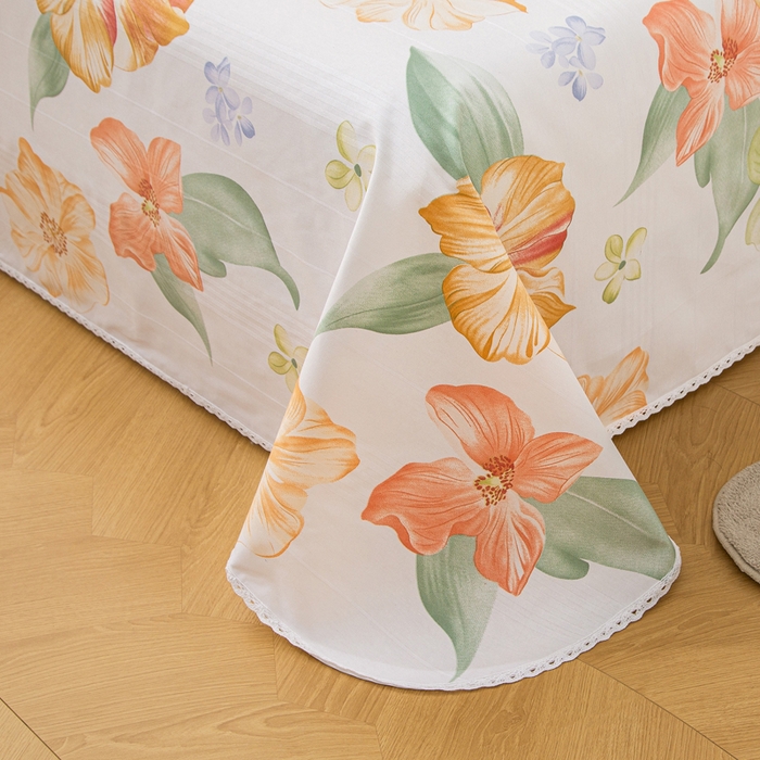 91家纺网 家纺一手货源 找家纺 棉乐町 2025新款五幅段床单 花郁悠然