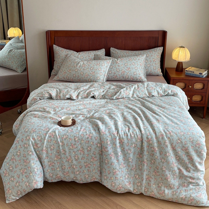 91家纺网 家纺一手货源 找家纺 仟网汇 2025新款有氧全棉双层纱四件套 美玲小姐