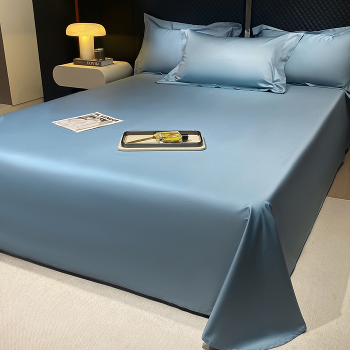 91家纺网 家纺一手货源 找家纺 星蕴家纺 2025新款纯色澳棉长绒棉摩卡系列四件套 摩卡宾利蓝