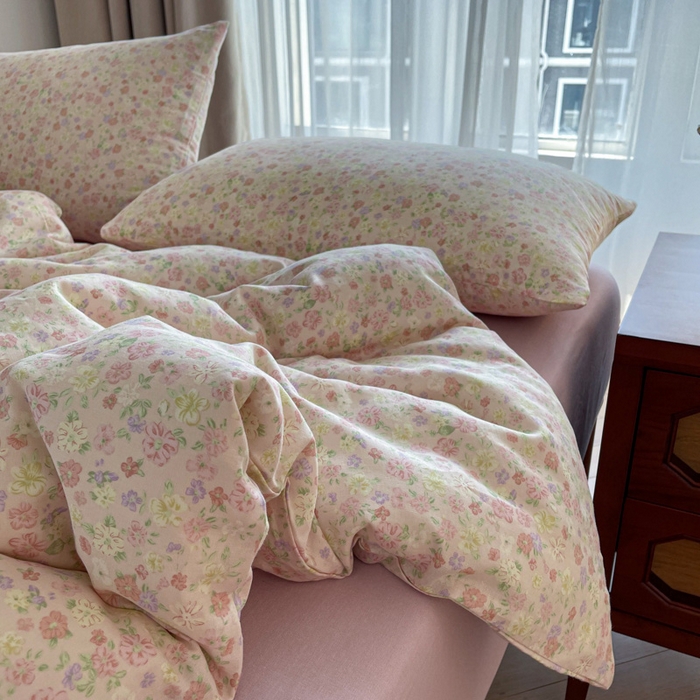 91家纺网 家纺一手货源 找家纺 仟网汇 2025新款有氧全棉双层纱四件套 朝花夕拾