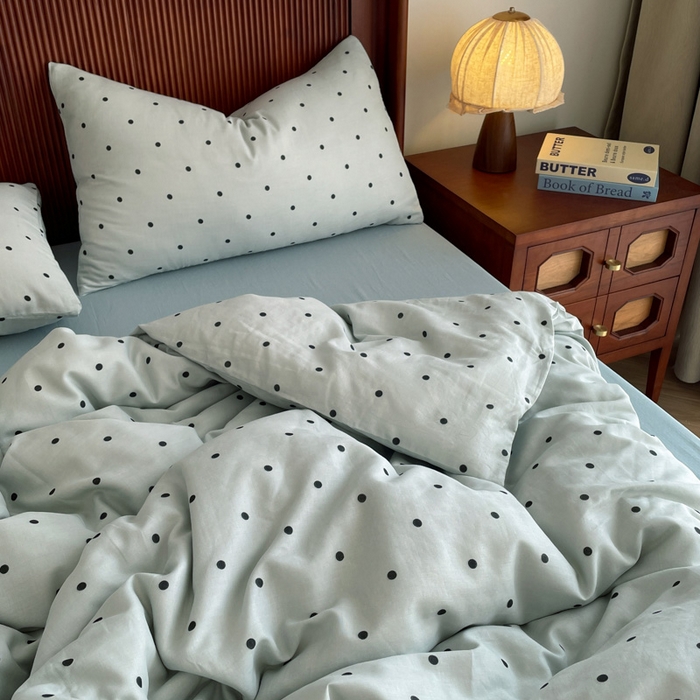 91家纺网 家纺一手货源 找家纺 仟网汇 2025新款有氧全棉双层纱四件套 抹茶啵啵