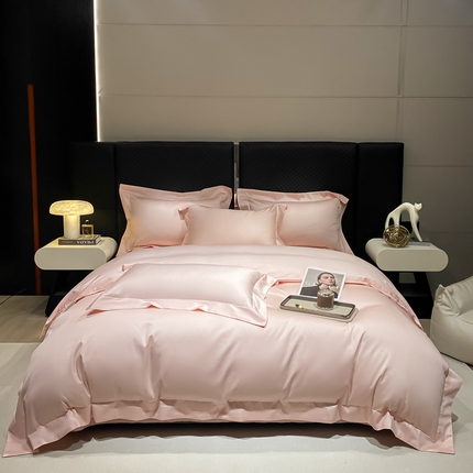 星蕴家纺 2025新款纯色澳棉长绒棉摩卡系列四件套 摩卡裸粉