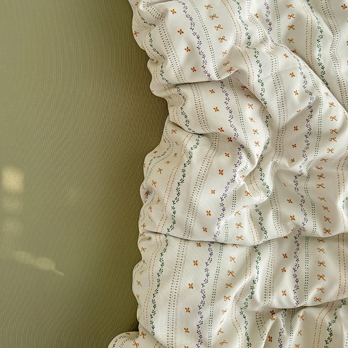 91家纺网 家纺一手货源 找家纺 名品家纺 2025新款针织棉双层纱四件套-风格二 春苑