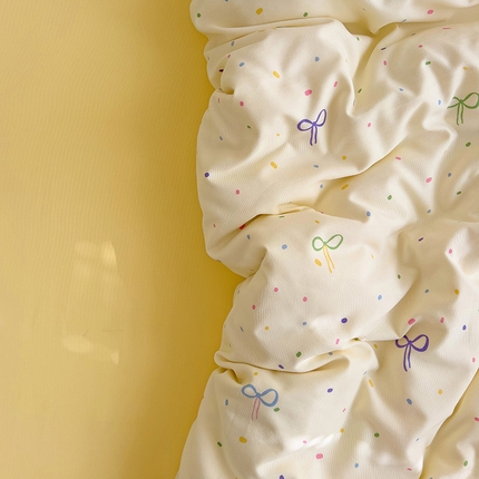 91家纺网 家纺一手货源 找家纺 名品家纺 2025新款针织棉双层纱四件套-风格二 奶油派