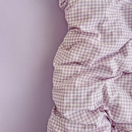 91家纺网 家纺一手货源 找家纺 名品家纺 2025新款针织棉双层纱四件套-风格二 紫小格