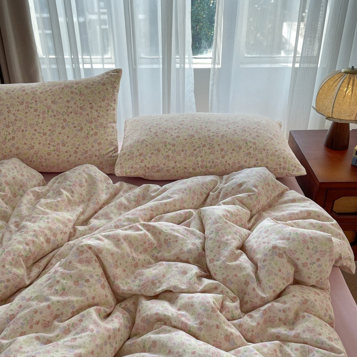 91家纺网 家纺一手货源 找家纺 仟网汇 2025新款有氧全棉双层纱四件套 朝花夕拾