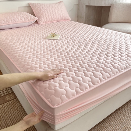 91家纺网 家纺一手货源 找家纺 迪梦思家纺 2025新款A类亲肤原棉夹棉床笠-蜂窝 蜂窝-浅玉