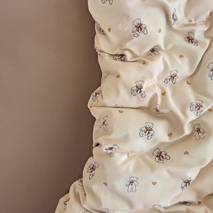 91家纺网 家纺一手货源 找家纺 名品家纺 2025新款针织棉双层纱四件套-风格二 爱心熊