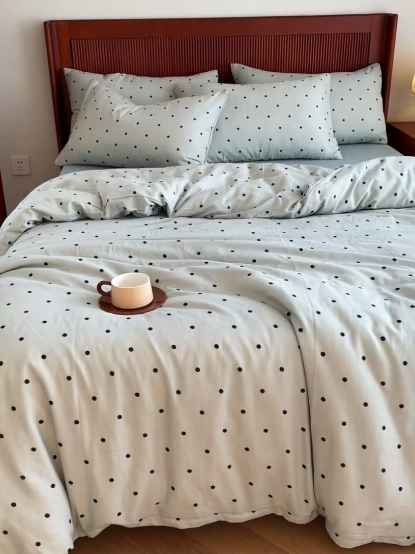 91家纺网 家纺一手货源 找家纺 仟网汇 2025新款有氧全棉双层纱四件套 抹茶啵啵