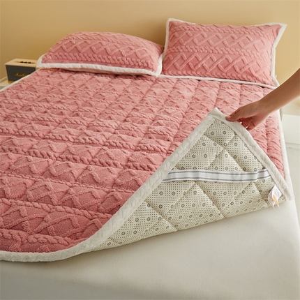 凌云家纺 2025新款A类牛奶绒塔芙蓉床垫床褥 玫瑰粉