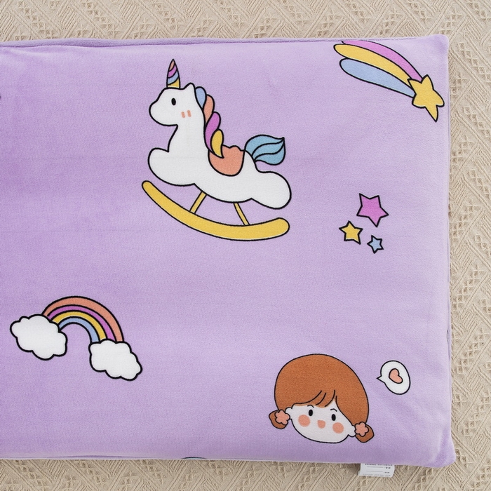 91家纺网 家纺一手货源 找家纺 乐秀 2024新款幼儿园牛奶绒儿童床垫套+床垫芯 快乐童年