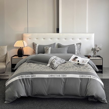 苏源家居 2025新款四季亲肤棉磨毛浮雕刺绣四件套-秘境系列 秘境-浅灰