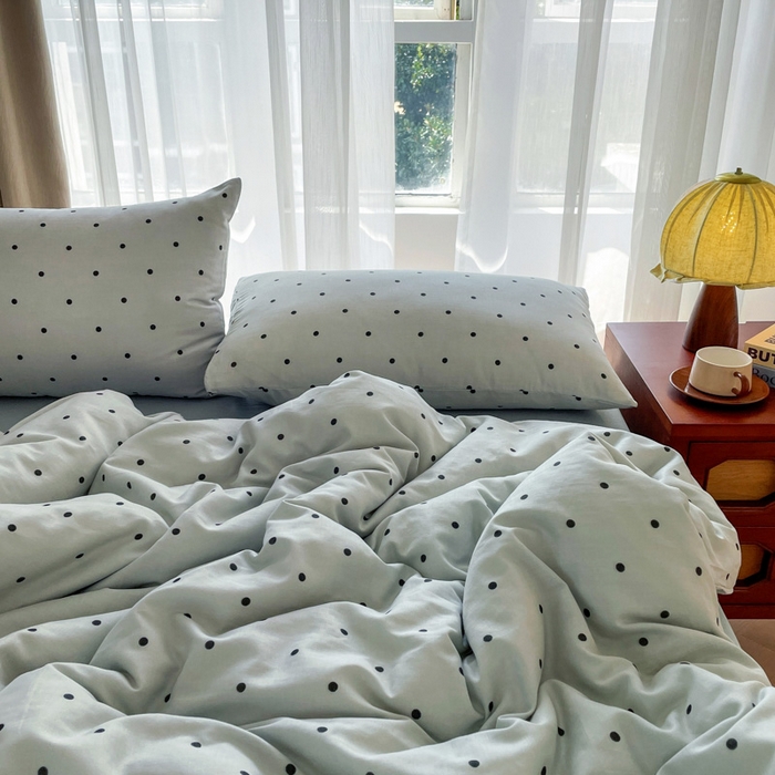 91家纺网 家纺一手货源 找家纺 仟网汇 2025新款有氧全棉双层纱四件套 抹茶啵啵