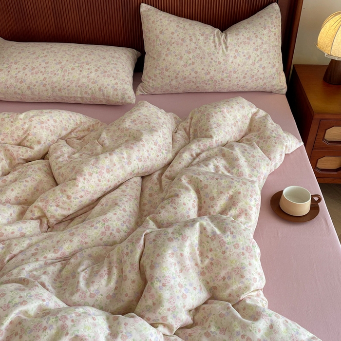 91家纺网 家纺一手货源 找家纺 仟网汇 2025新款有氧全棉双层纱四件套 朝花夕拾