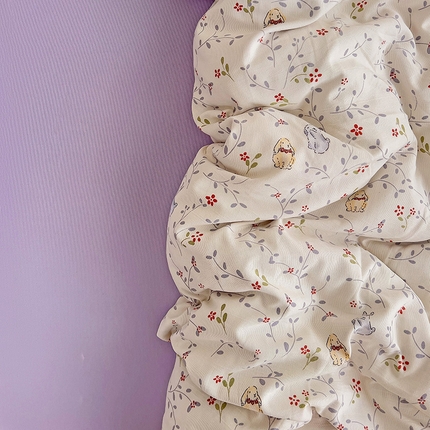 名品家纺 2025新款针织棉双层纱四件套-风格二 蓝枝兔