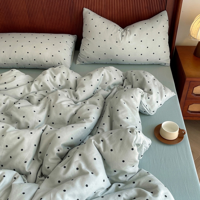 91家纺网 家纺一手货源 找家纺 仟网汇 2025新款有氧全棉双层纱四件套 抹茶啵啵