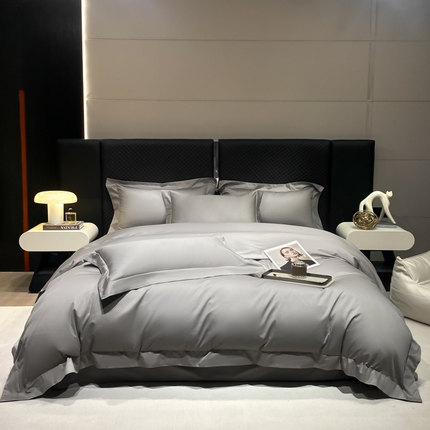 91家纺网 家纺一手货源 找家纺 （总）星蕴家纺 2025新款纯色100支澳棉长绒棉摩卡系列四件套