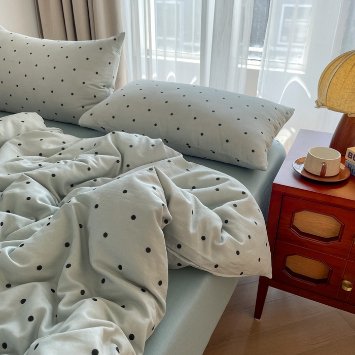 91家纺网 家纺一手货源 找家纺 仟网汇 2025新款有氧全棉双层纱四件套 抹茶啵啵