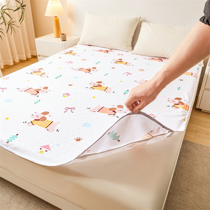 91家纺网 家纺一手货源 找家纺 雯豆家纺 2025新款隔尿防水垫子婴幼儿可姨妈垫老人加大护理垫 防水隔尿垫-条纹狗