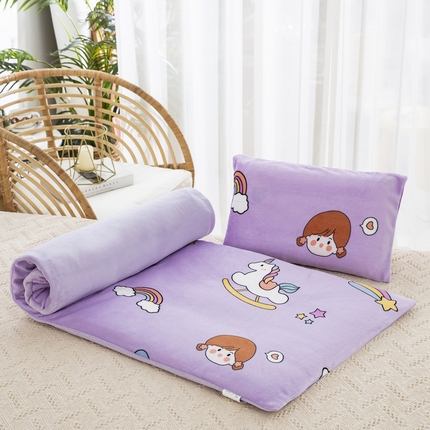 91家纺网 家纺一手货源 找家纺 (总)乐秀 2024新款幼儿园牛奶绒儿童床垫套+床垫芯