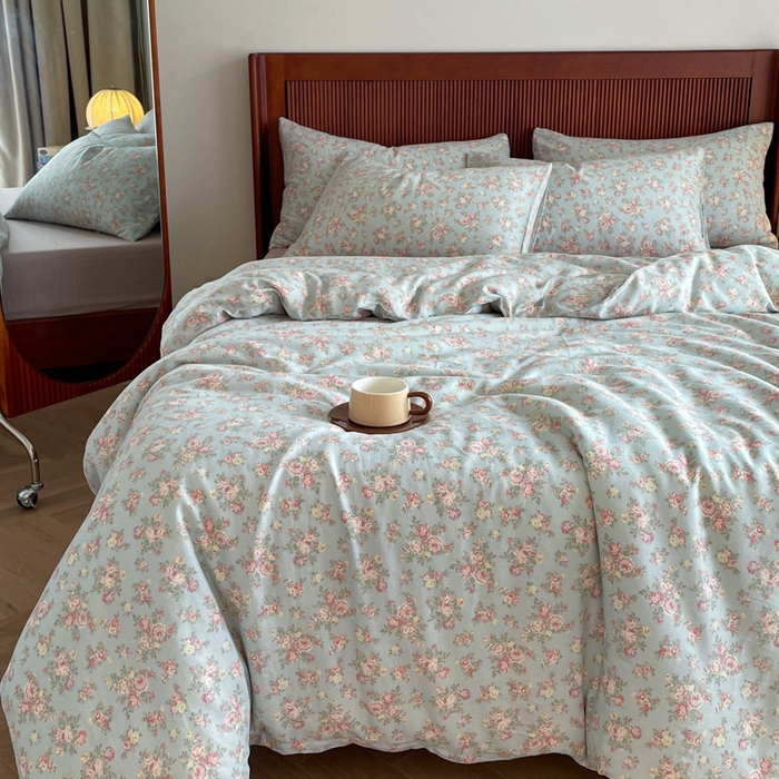 91家纺网 家纺一手货源 找家纺 仟网汇 2025新款有氧全棉双层纱四件套 美玲小姐