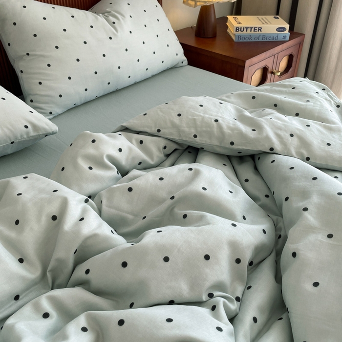 91家纺网 家纺一手货源 找家纺 仟网汇 2025新款有氧全棉双层纱四件套 抹茶啵啵