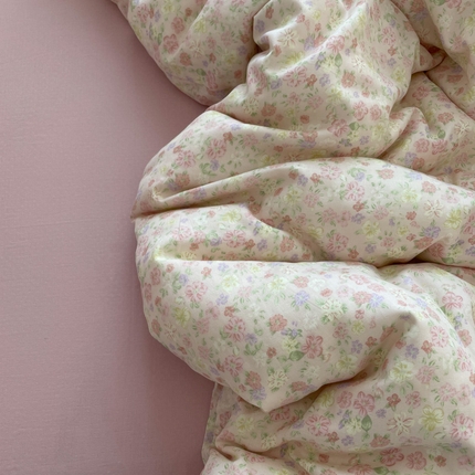 91家纺网 家纺一手货源 找家纺 仟网汇 2025新款有氧全棉双层纱四件套 朝花夕拾