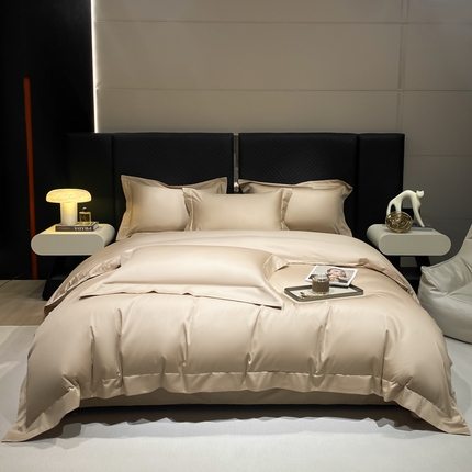 91家纺网 家纺一手货源 找家纺 （总）星蕴家纺 2025新款纯色100支澳棉长绒棉摩卡系列四件套