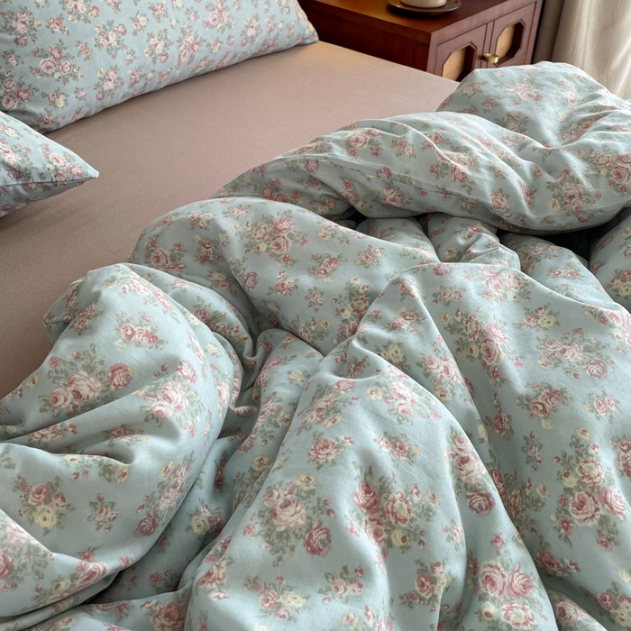 91家纺网 家纺一手货源 找家纺 仟网汇 2025新款有氧全棉双层纱四件套 美玲小姐