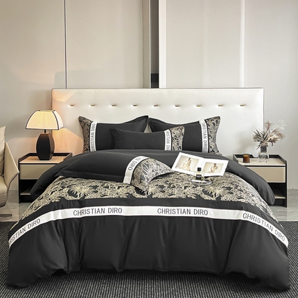 苏源家居 2025新款四季亲肤棉磨毛浮雕刺绣四件套-秘境系列 秘境-耀黑