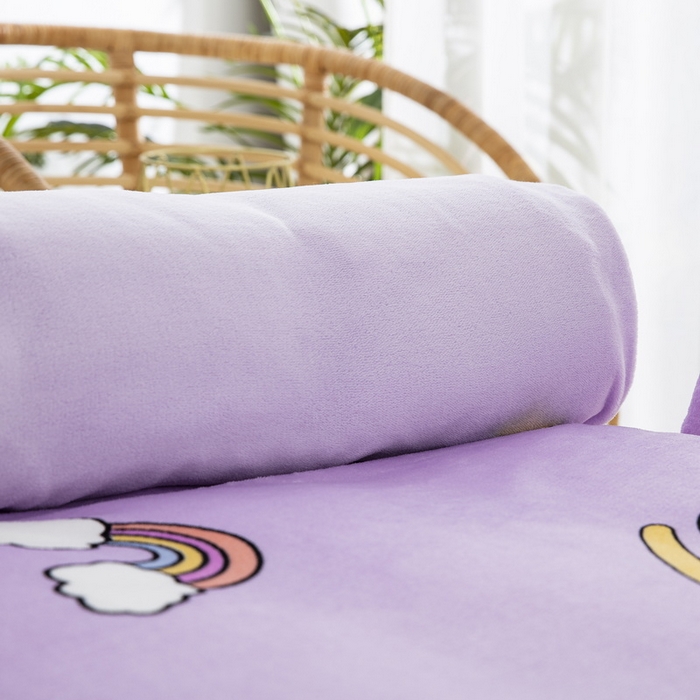 91家纺网 家纺一手货源 找家纺 乐秀 2024新款幼儿园牛奶绒儿童床垫套+床垫芯 快乐童年