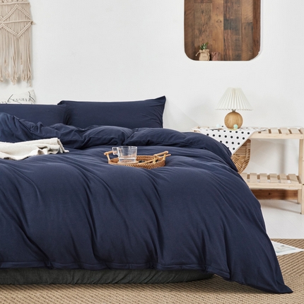 91家纺网 家纺一手货源 找家纺 （总）良品汇馆 【天竺棉纯色四件套】日式无印西川针织棉四件套良品纯色天竺棉床品套件床单床笠柔软