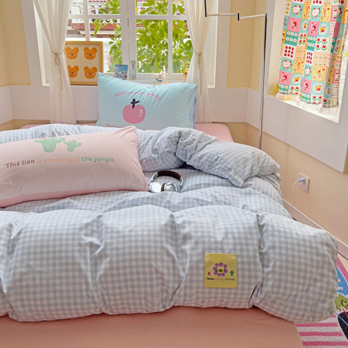 91家纺网 家纺一手货源 找家纺 茉礼 2025新款大版贴布绣水洗棉四件套 小狮子