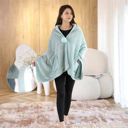 制梦家纺 2025新款法兰绒羊羔绒多功能毛毯 抹茶绿