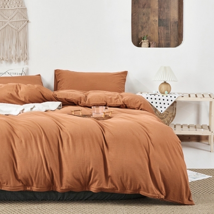 91家纺网 家纺一手货源 找家纺 （总）良品汇馆 【天竺棉纯色四件套】日式无印西川针织棉四件套良品纯色天竺棉床品套件床单床笠柔软