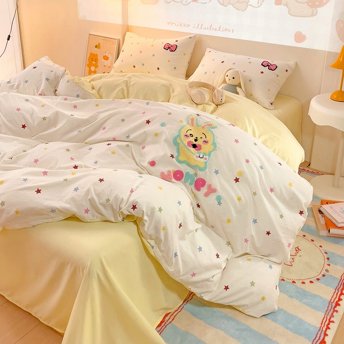 91家纺网 家纺一手货源 找家纺 茉礼 2025新款云朵棉毛巾绣印花四件套 乌萨奇