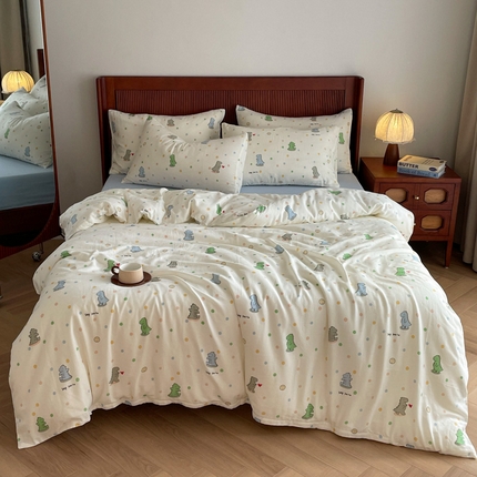 91家纺网 家纺一手货源 找家纺 （总）仟网汇 2025新款有氧全棉双层纱四件套