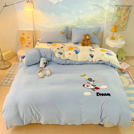 茉礼 2025新款云朵棉毛巾绣印花四件套 奇妙宇航员