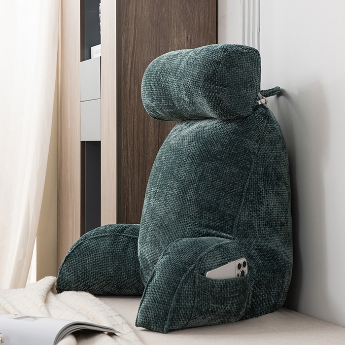 91家纺网 家纺一手货源 找家纺 一兰家纺 2025新款单人加厚雪芙绒格三角靠垫床上靠枕沙发靠背阅读枕 爱荳-橄榄绿