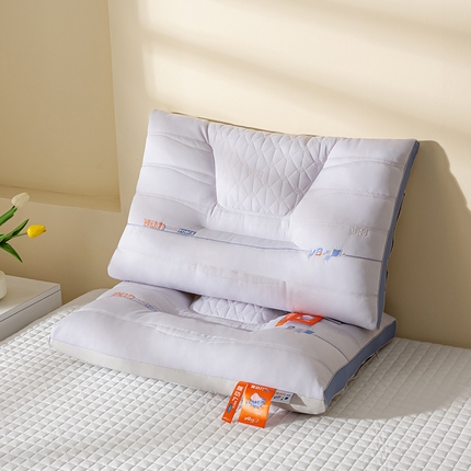 萌番宝 2025新款护颈枕劲动力羽丝绒星级酒店枕芯 灰色单凹劲动力48*74cm