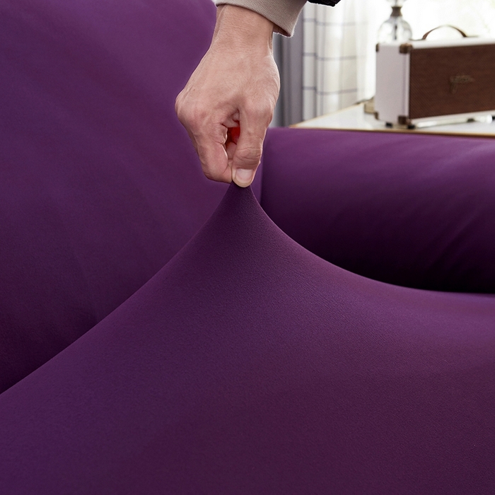 91家纺网 家纺一手货源 找家纺 逐日沙发套 2025新款牛奶丝纯色沙发套 纯色紫色